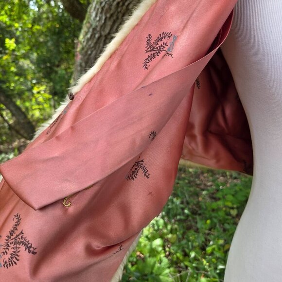 Macys VTG Genuine Mink Fur Stole Wrap Cape Light Brown Lined Collar Pockets - Picture 10 of 13